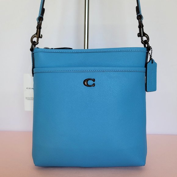 COACH Kitt Crossgrain Leather Messenger Crossbody- Pool ⭐ - Picture 1 of 16